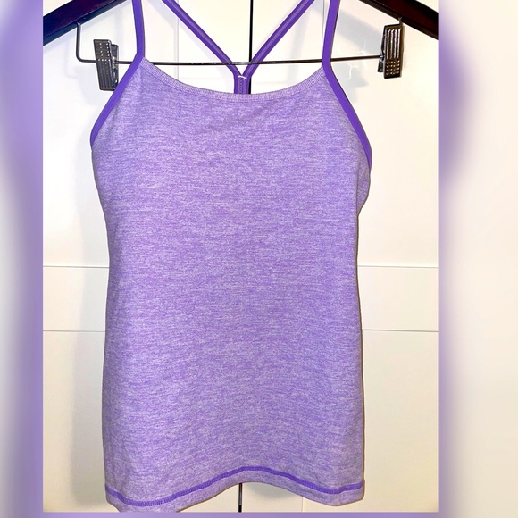 Lululemon Athletica power Y tank top Size 4 purple pin stripes - Picture 6 of 7